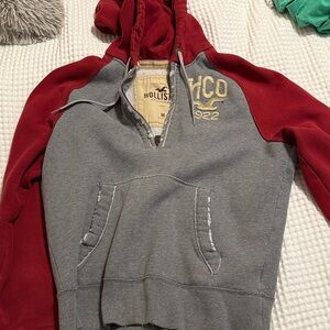 Hollister Gray and Red Pullover